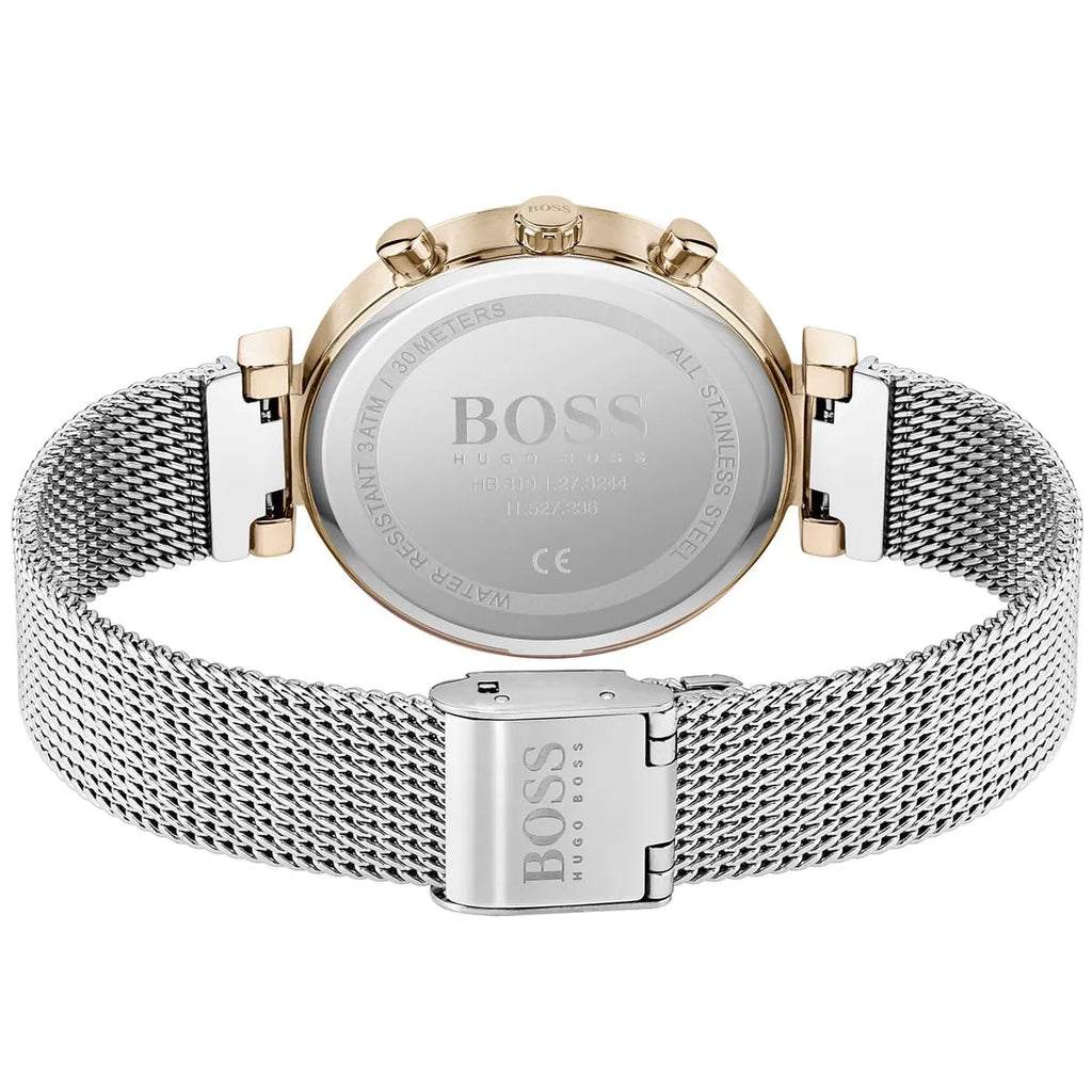 Original Hugo Boss Flawless Women's Watch - Rose Gold Mesh & Silver Dial (1502553)