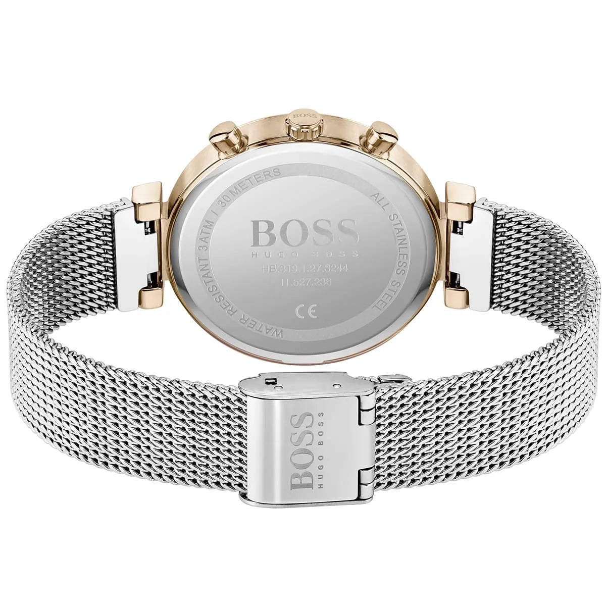 Original Hugo Boss Flawless Women's Watch - Rose Gold Mesh & Silver Dial (1502553)