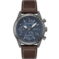 Hugo Boss Pilot Edition Chrono 1513852 Grey Case Blue Dial Brown Leather Men's Watch