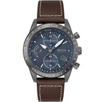 Hugo Boss Pilot Edition Chrono 1513852 Grey Case Blue Dial Brown Leather Men's Watch