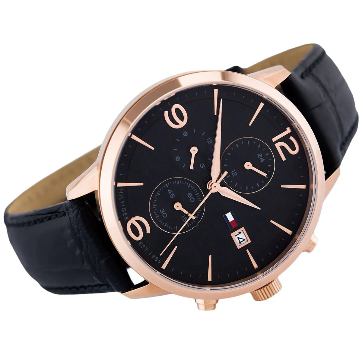 Tommy Hilfiger Liam 1710358 Gold Case Black Dial Black Leather Men's Watch
