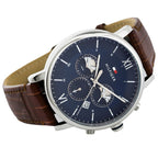 1710393 Tommy Hilfiger Evan Men's Chronograph Watch - Blue Dial - Brown Leather Strap -