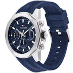 Tommy Hilfiger Lars 1710649 Silver Blue Dial Blue Rubber Men's Watch