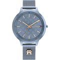 Tommy Hilfiger Iris 1782589 Slate Blue Mesh Rose Gold Accents Women's Watch