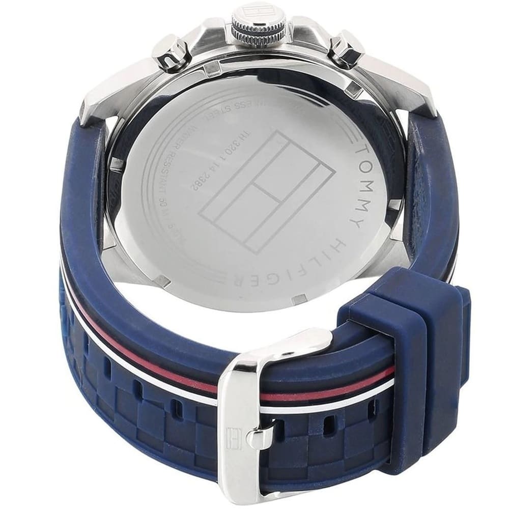 Tommy Hilfiger Decker 1791476 Silver Case Blue Dial Blue Rubber Men's Watch