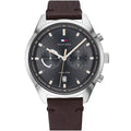 Tommy Hilfiger 1791729 Dual Time Grey Dial Men's Brown Leather Watch