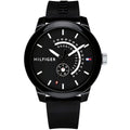 Tommy Hilfiger Brooklyn 1791483 Multi-Function Black Dial Men's Black Rubber Watch