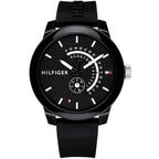 Tommy Hilfiger Brooklyn 1791483 Multi-Function Black Dial Men's Black Rubber Watch