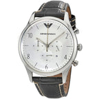 Emporio Armani AR1861 Classic Silver Grey Leather Watch