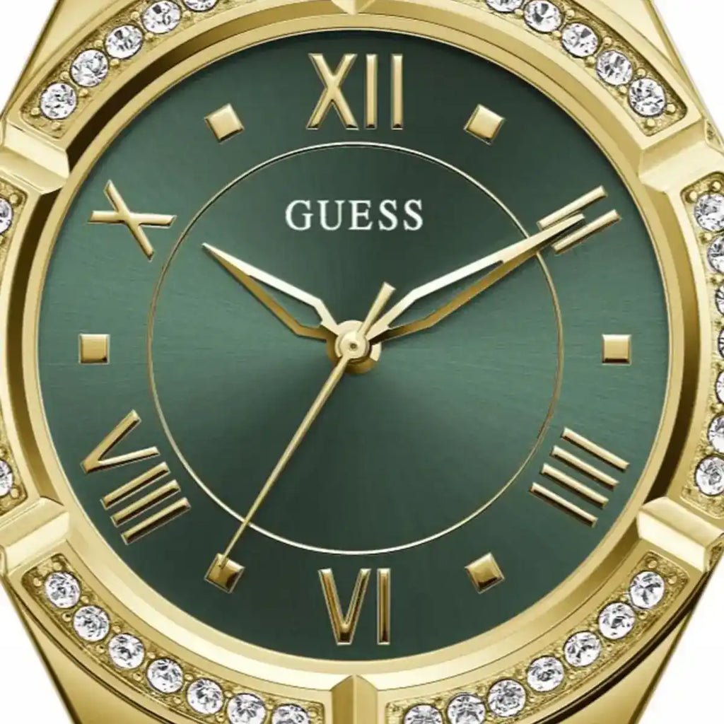 ساعة كوسمو GW0033L8 نسائية ذهبية وخضراء من Guess