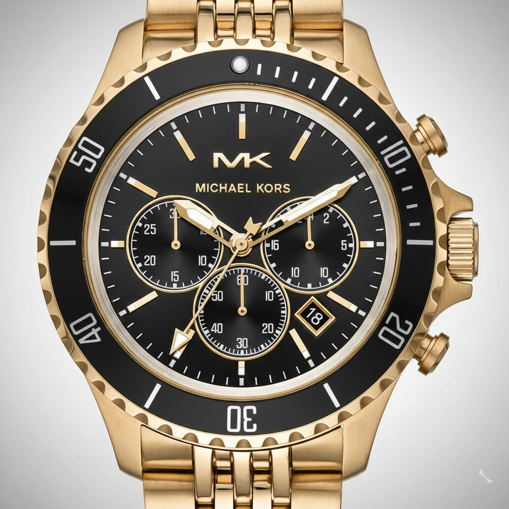 Michael Kors MK8726 Men’s Black Dial Gold Stainless Steel Bayville Chronograph Watch
