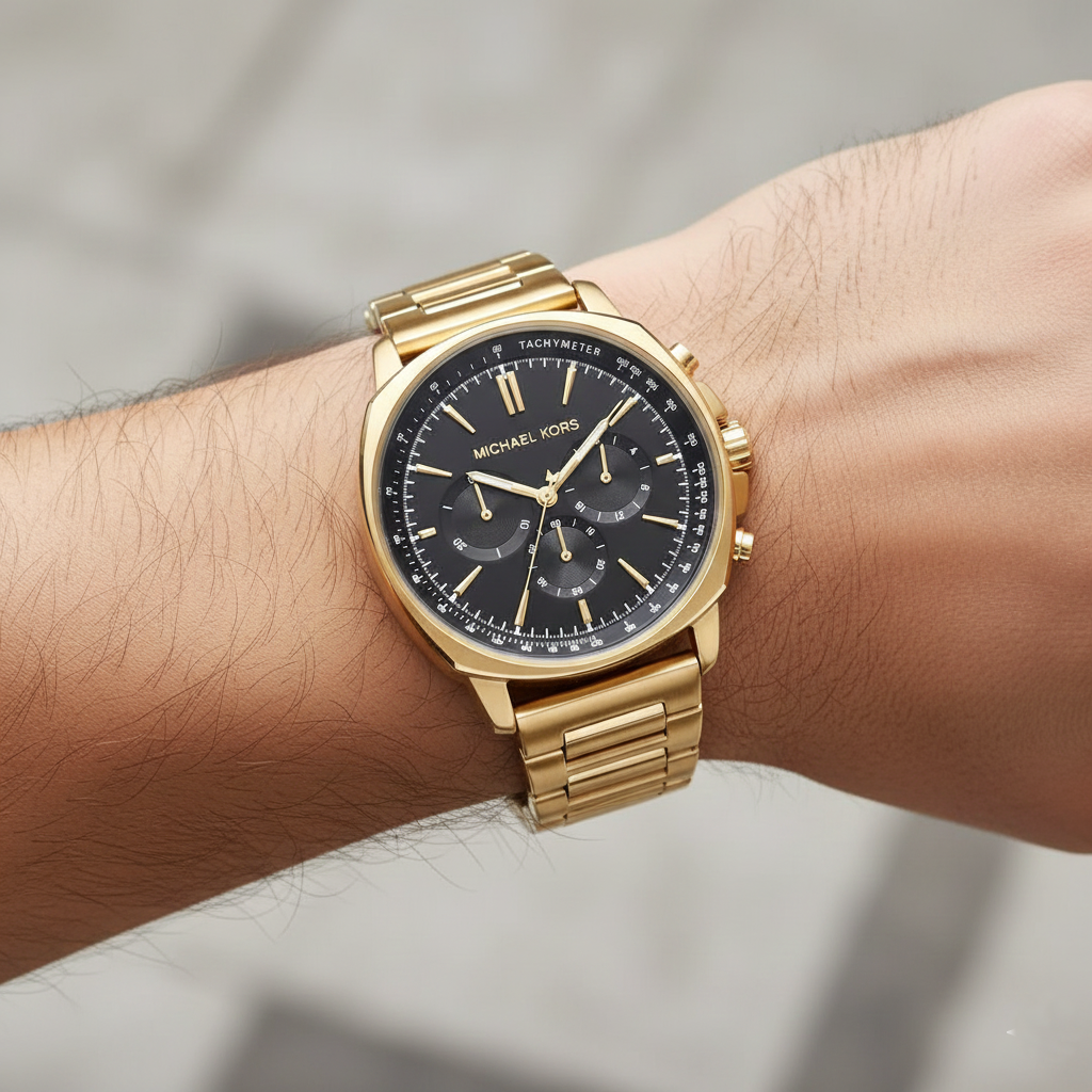 Michael Kors MK8969 Men’s Black Dial Gold Stainless Steel Sullivan Chronograph Watch