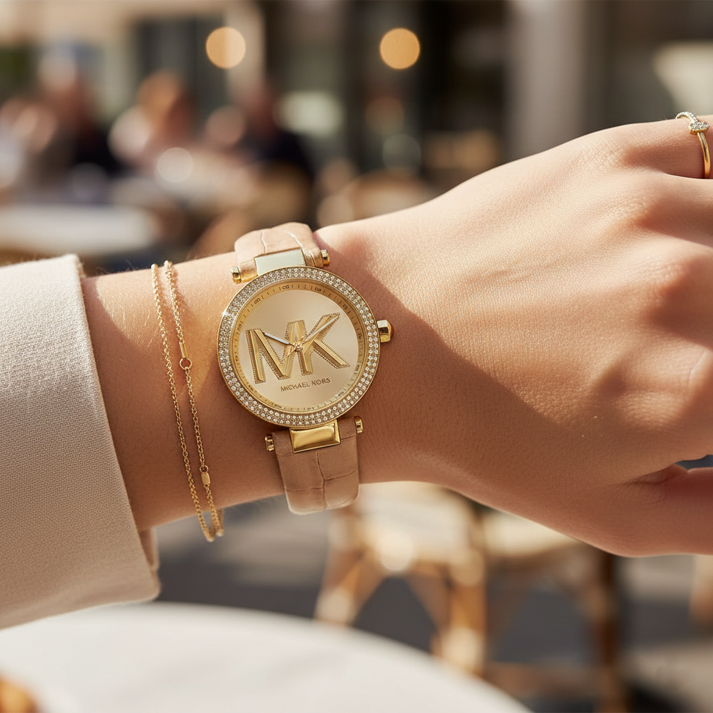Michael Kors Parker MK4725 Women’s Gold Case Beige Leather Strap Analog Watch