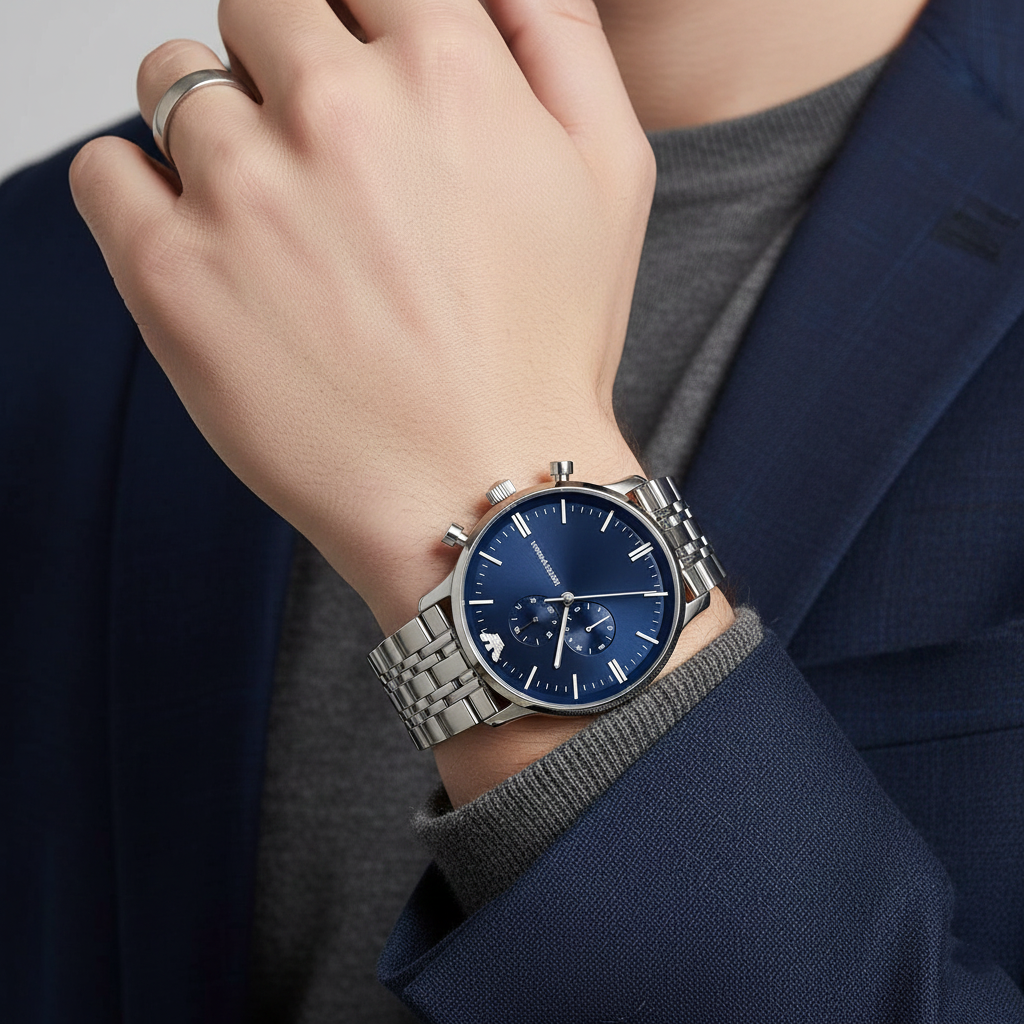 Emporio Armani AR1648 Men’s Blue Dial Stainless Steel Gianni Watch