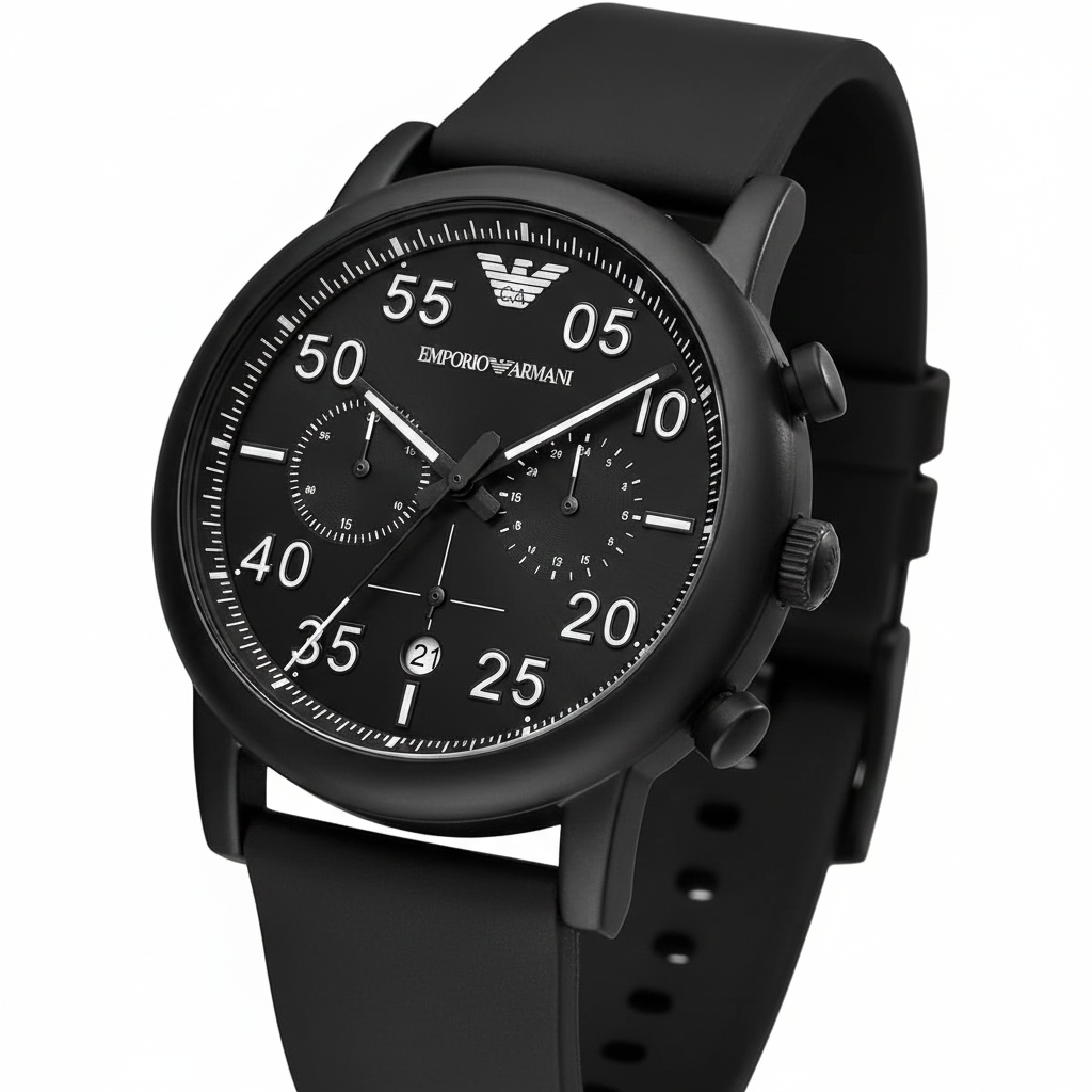 Emporio Armani AR11133 Men’s Black Dial Black Silicone Chronograph Watch