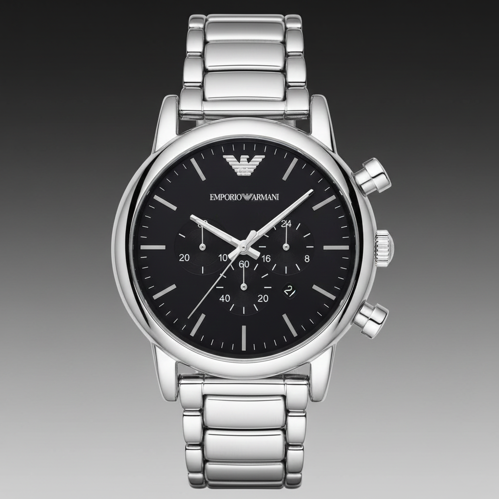 Emporio Armani AR1894 Men’s Black Dial Stainless Steel Luigi Chronograph Watch