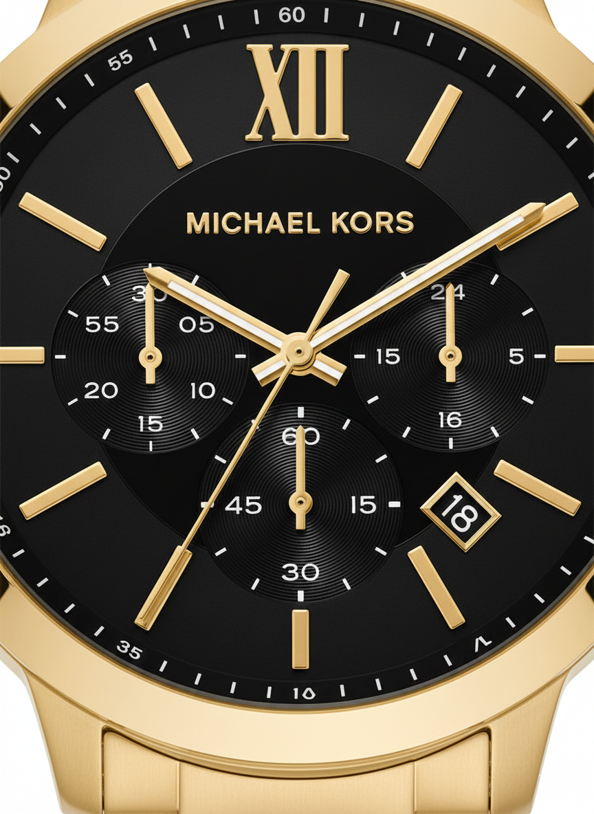 Michael Kors MK9220 Men’s Black Dial Gold Stainless Steel Billie Chronograph Watch