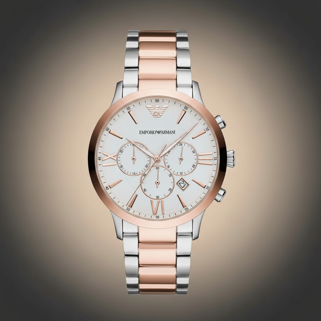 Emporio Armani AR11209 Men’s White Dial Two-Tone Stainless Steel Giovanni Watch