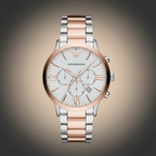 Emporio Armani AR11209 Men’s White Dial Two-Tone Stainless Steel Giovanni Watch