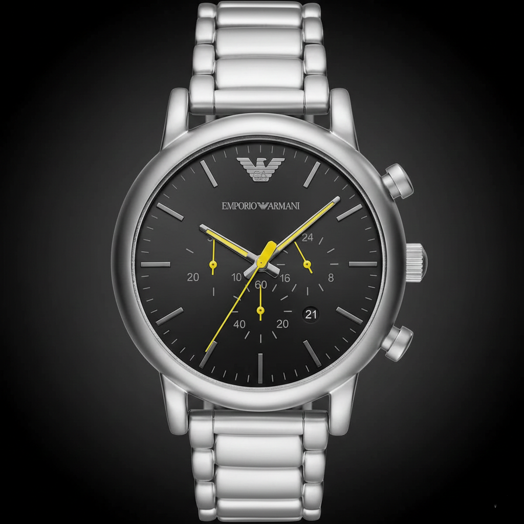 Emporio Armani AR11324 Men’s Black Dial Silver Stainless Steel Chronograph Watch