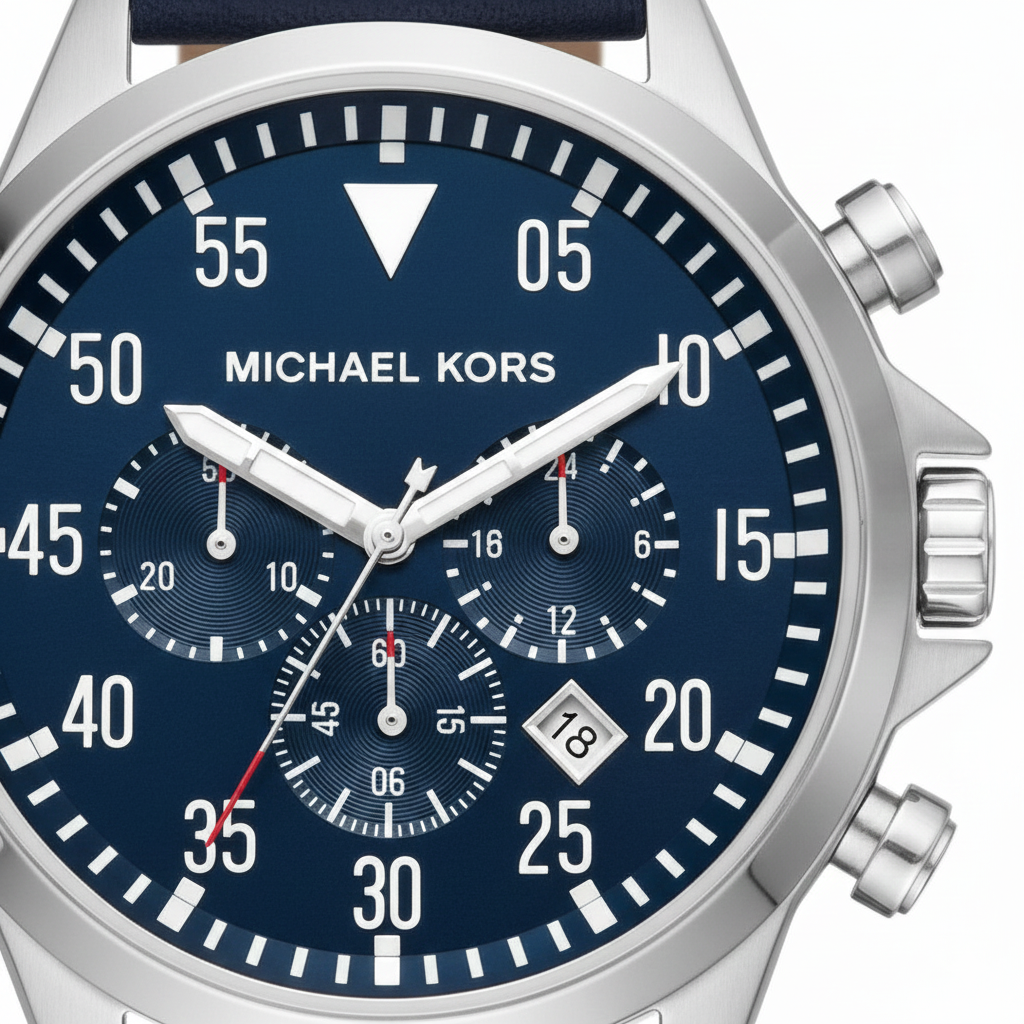 Michael Kors MK8617 Men’s Blue Dial Blue Leather Strap Gage Chronograph Watch