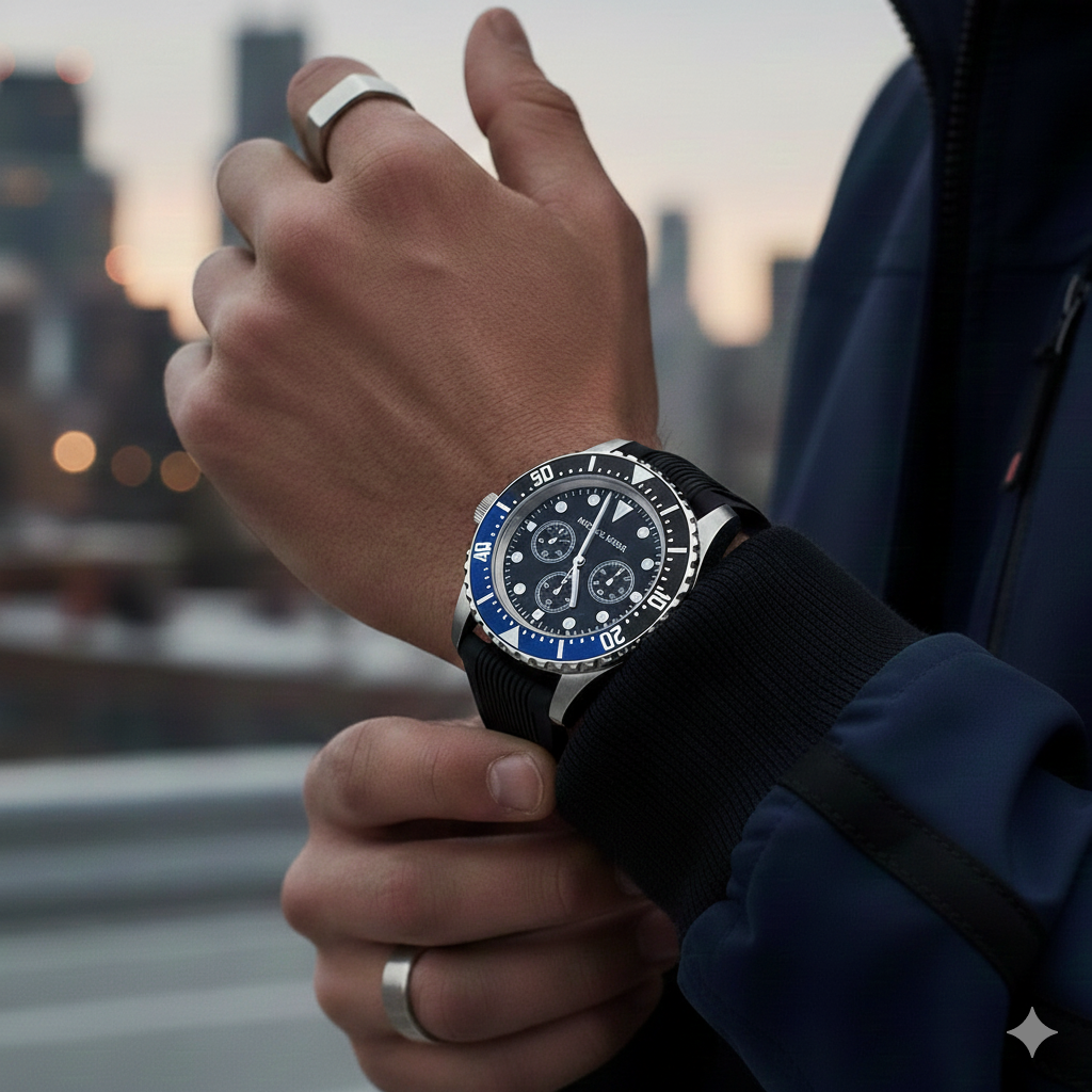 Michael Kors MK8365 Men’s Black Dial Stainless Steel Everest Chronograph Watch