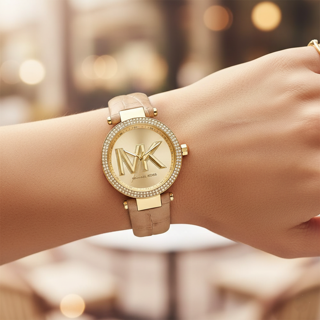 Michael Kors Parker MK4725 Women’s Gold Case Beige Leather Strap Analog Watch