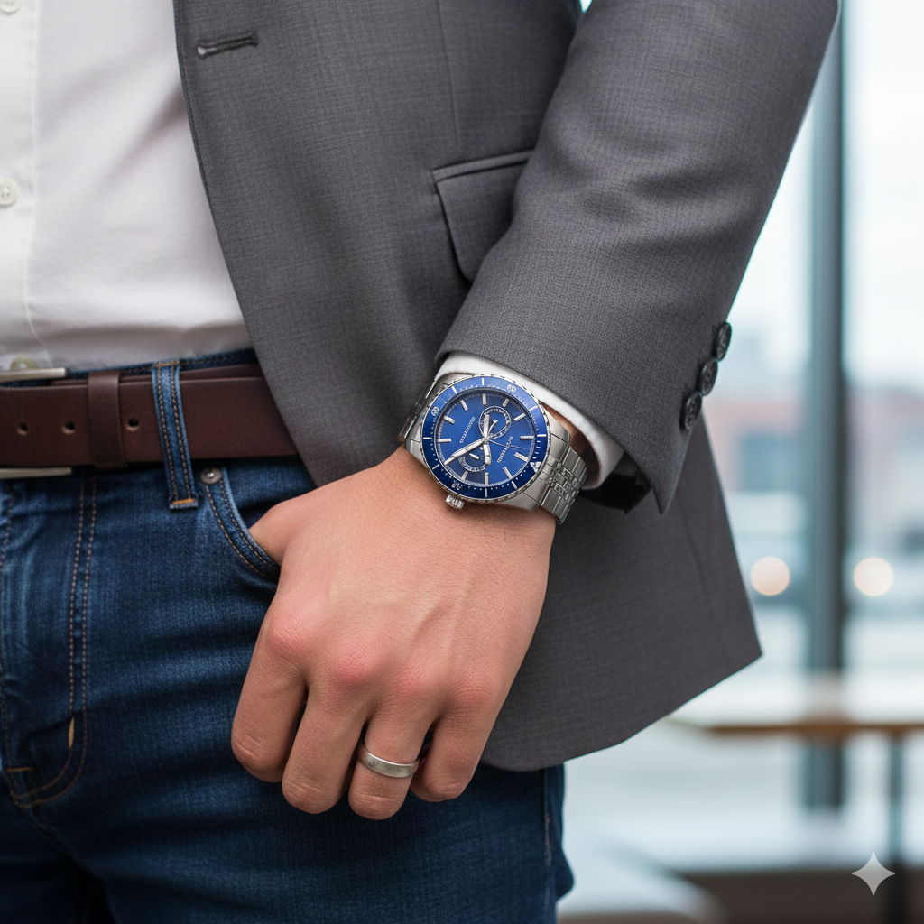 Michael Kors MK7155 Men’s Blue Dial Stainless Steel Cunningham Chronograph Watch