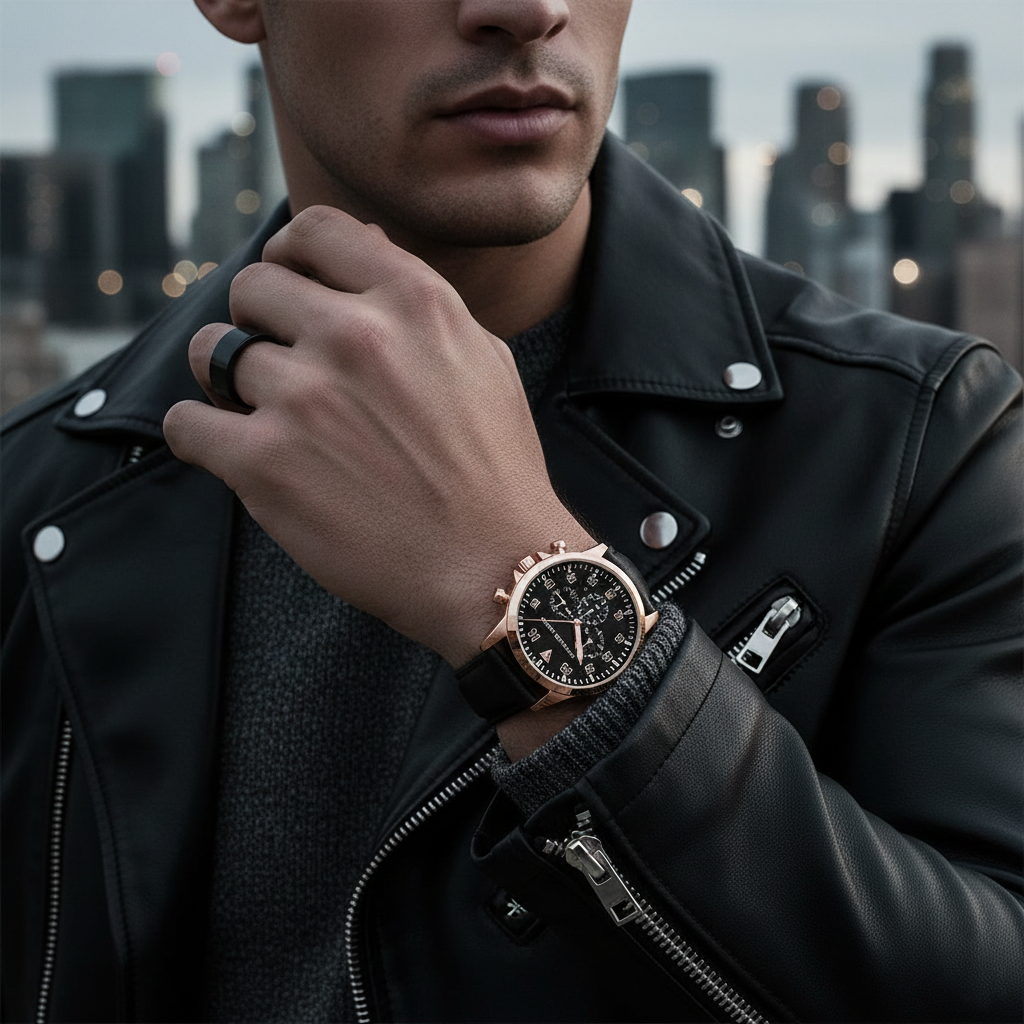 Michael Kors MK8535 Men’s Black Dial Rose Gold Stainless Steel Gage Chronograph Watch