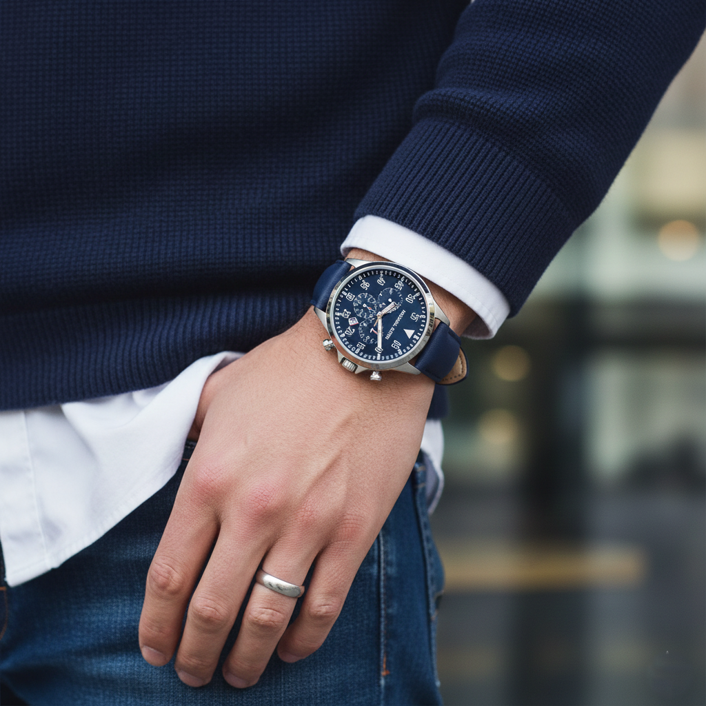 Michael Kors MK8617 Men’s Blue Dial Blue Leather Strap Gage Chronograph Watch