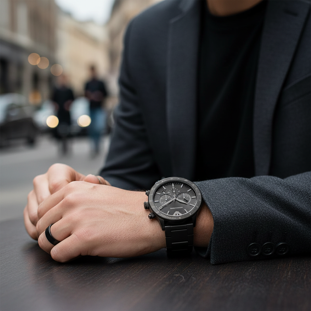 Emporio Armani AR11242 Men’s Black Dial Black Stainless Steel Chronograph Watch