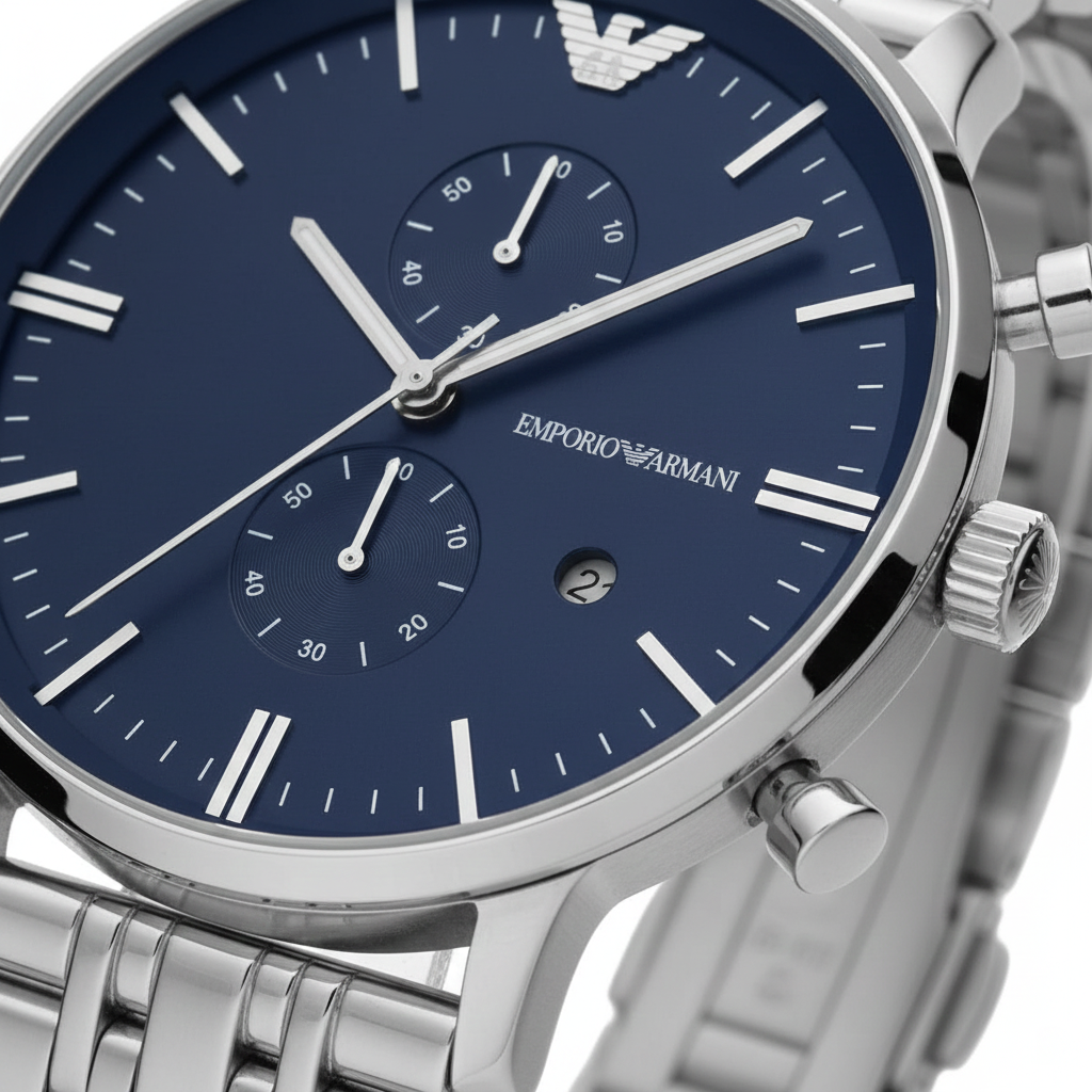 Emporio Armani AR1648 Men’s Blue Dial Stainless Steel Gianni Watch