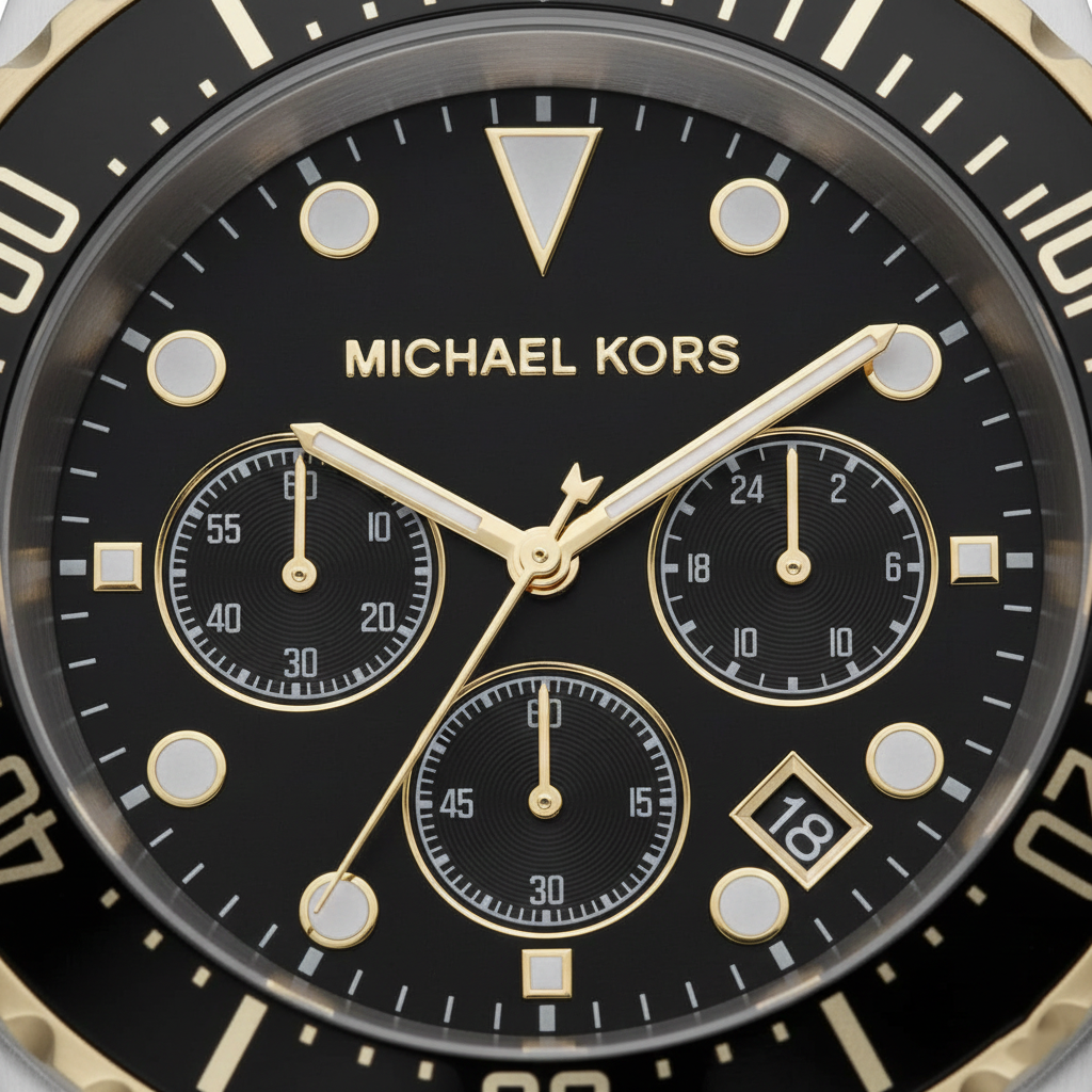 Michael Kors MK8311 Men’s Black Dial Two-Tone Stainless Steel Everest Chronograph Watch