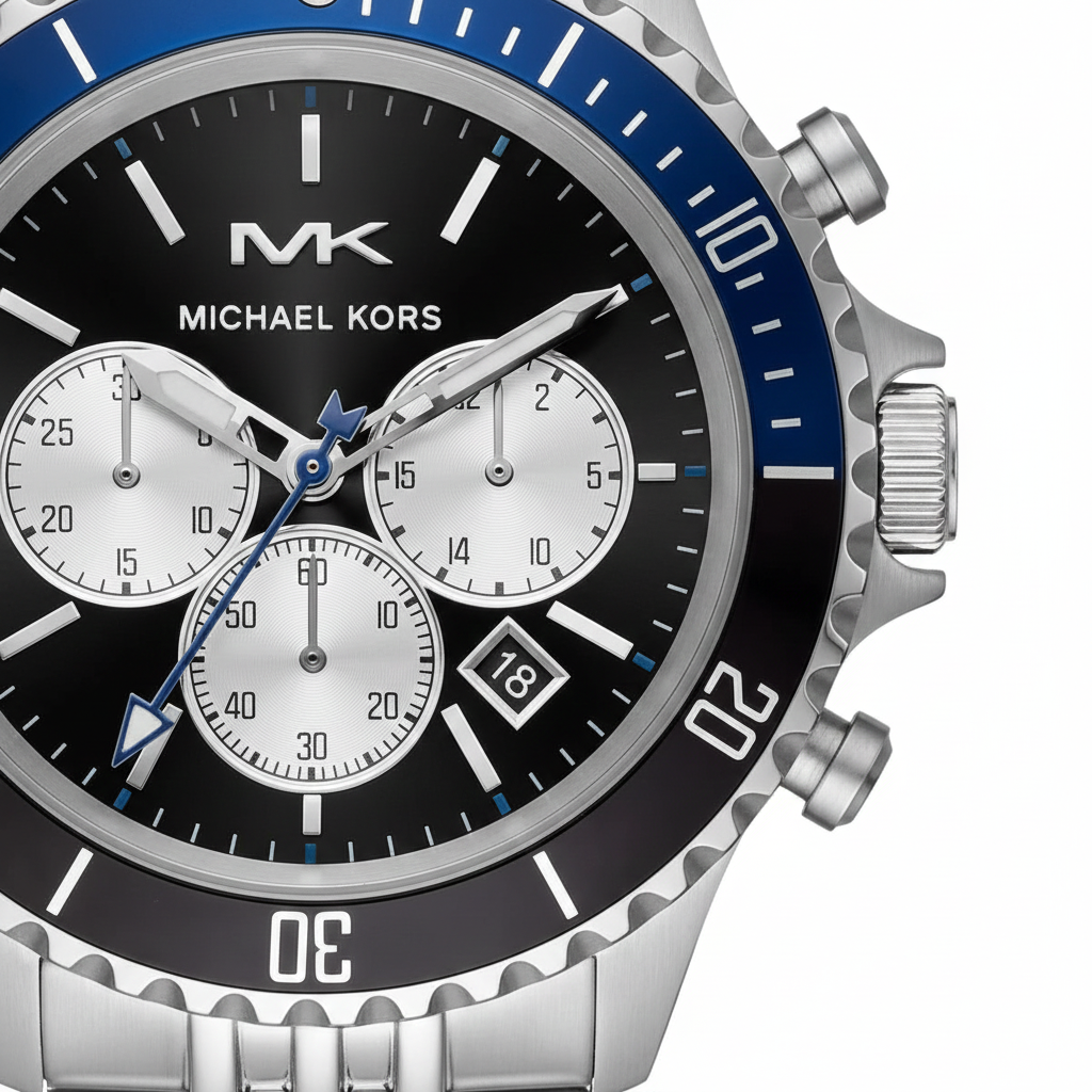 Michael Kors MK8749 Men’s Black Dial Silver Stainless Steel Bayville Chronograph Watch