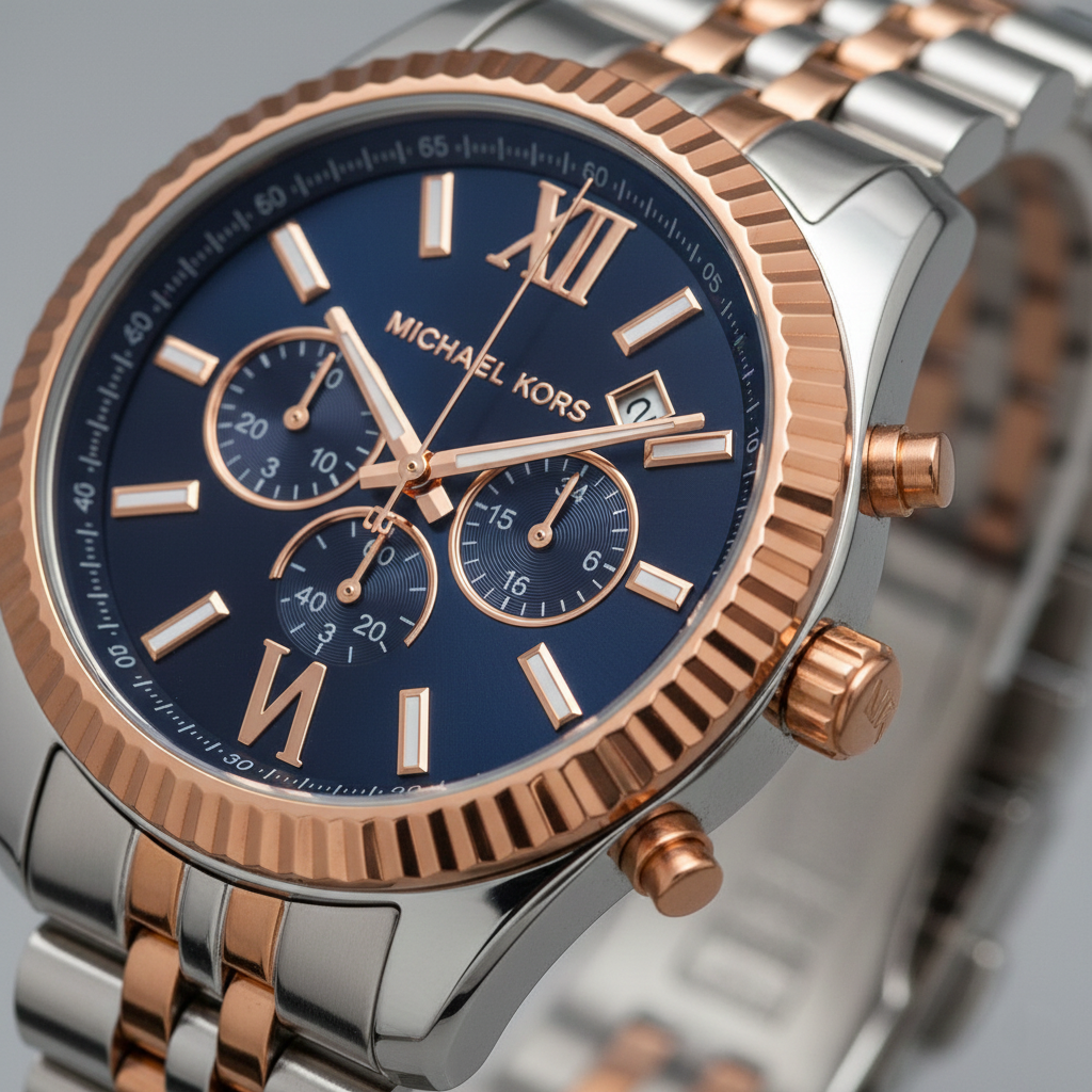 Michael Kors MK8412 Men’s Blue Dial Two-Tone Stainless Steel Lexington Chronograph Watch