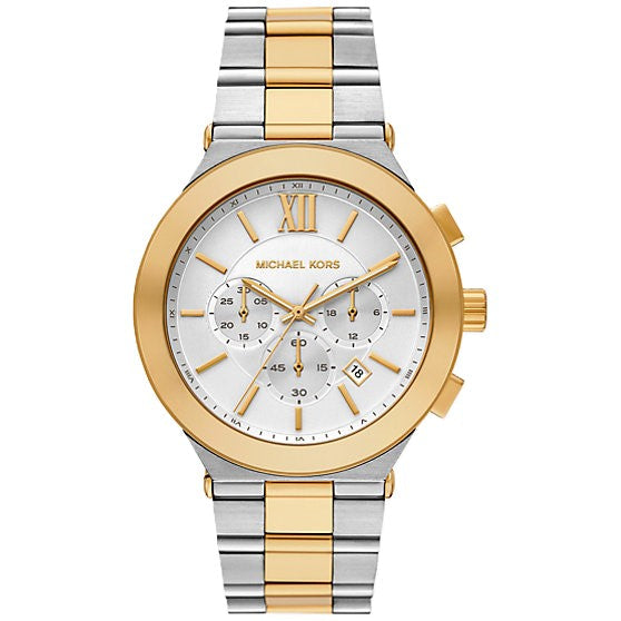 Michael Kors MK9221 Men’s White Dial Two-Tone Silver Gold Stainless Steel Billie Chronograph Watch