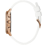 Guess Solar Multi-Function W1135L1 Rose Gold Case Crystal Bezel White Rubber Women's Watch