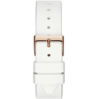 Guess Solar Multi-Function W1135L1 Rose Gold Case Crystal Bezel White Rubber Women's Watch