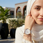 Guess Solar Multi-Function W1135L1 Rose Gold Case Crystal Bezel White Rubber Women's Watch