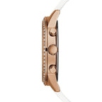 Guess Solar Multi-Function W1135L1 Rose Gold Case Crystal Bezel White Rubber Women's Watch