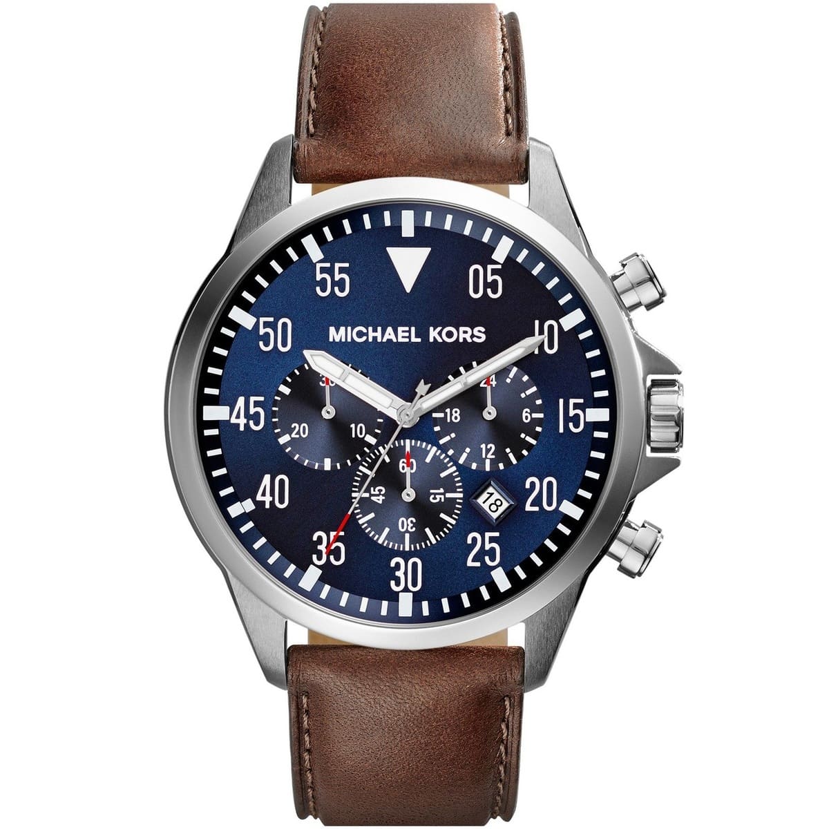 Michael Kors MK8362 Men’s Blue Dial Brown Leather Strap Gage Chronograph Watch