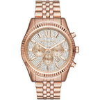 Michael Kors MK8580 Men’s Crystal Dial Rose Gold Stainless Steel Lexington Chronograph Watch
