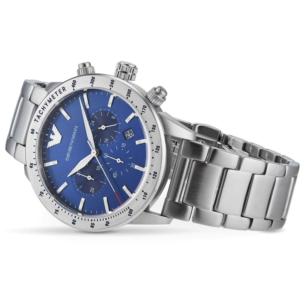 Emporio Armani AR11306 Men’s Blue Dial Silver Stainless Steel Chronograph Watch