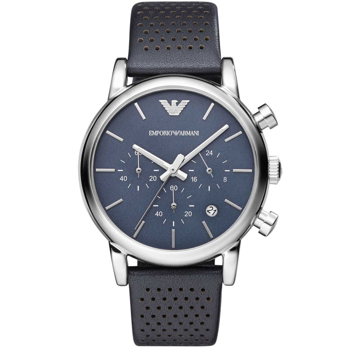 Emporio Armani AR1736 Men’s Blue Dial Blue Leather Chronograph Watch