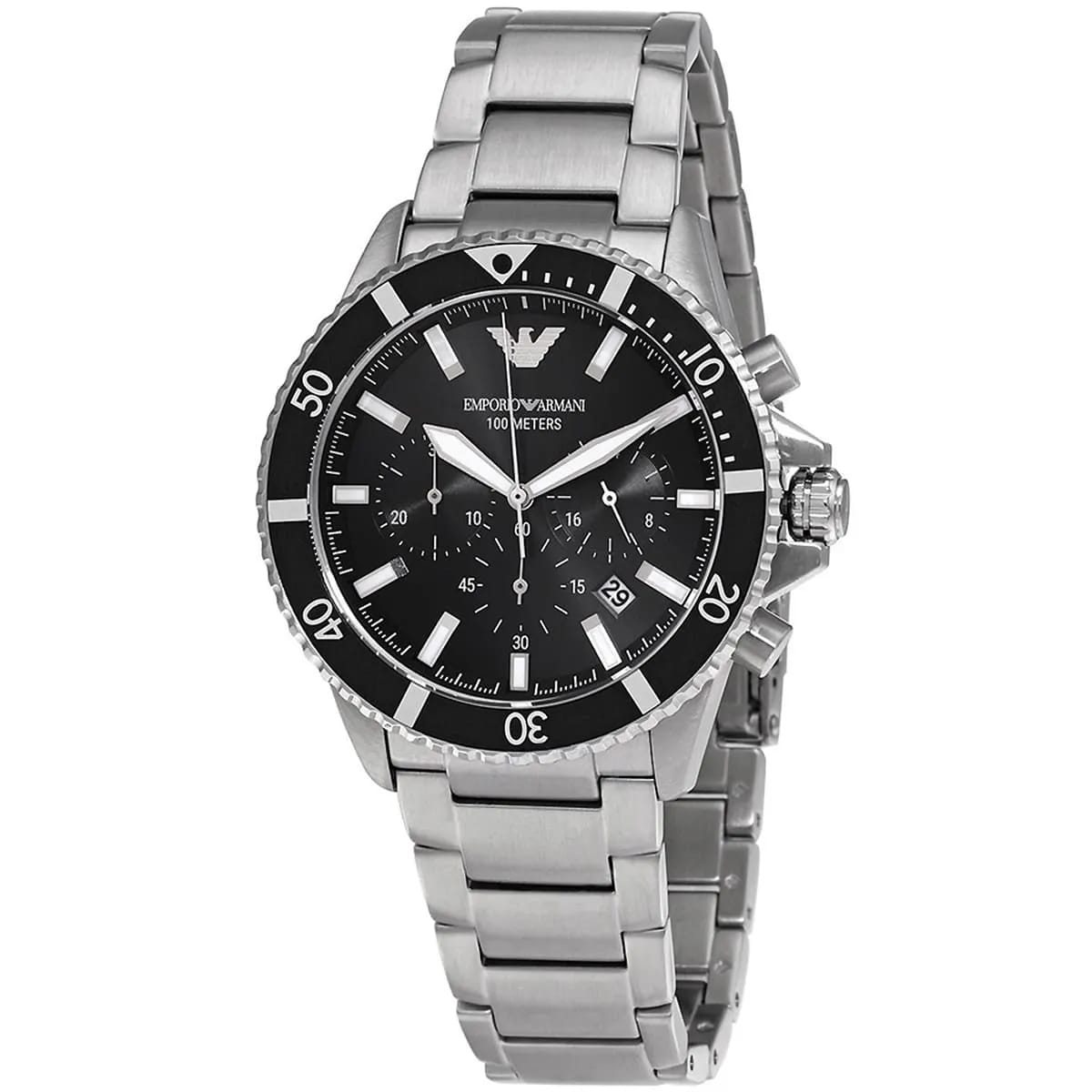 Emporio Armani AR11360 Diver Chronograph Black Dial Silver Stainless Steel Men's Watch