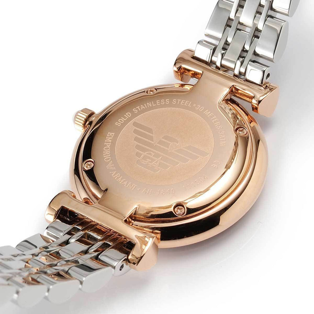 Emporio Armani Gianni T-Bar AR80035 Women's Two-Tone Crystal Pavé Dial Luxury Watch