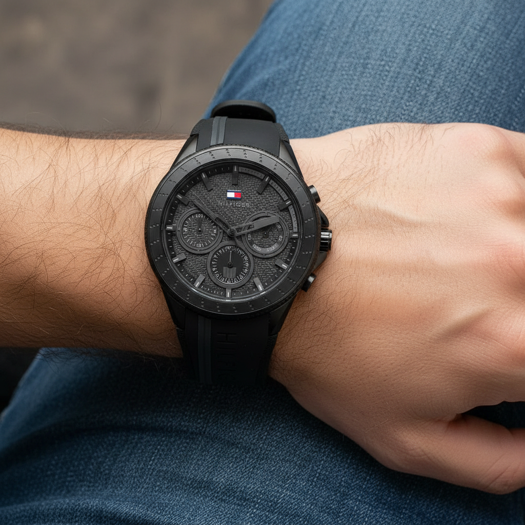 Tommy Hilfiger Aiden 1791861 Black Case Black Dial Silicone Men's Watch