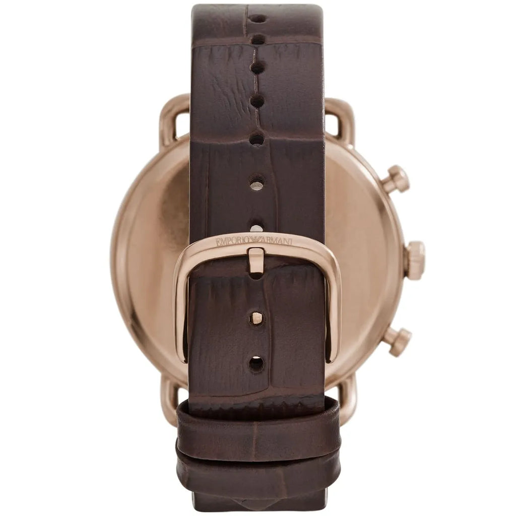 Emporio Armani AR11334 Men’s Green Dial Brown Leather Aviator Chronograph Watch