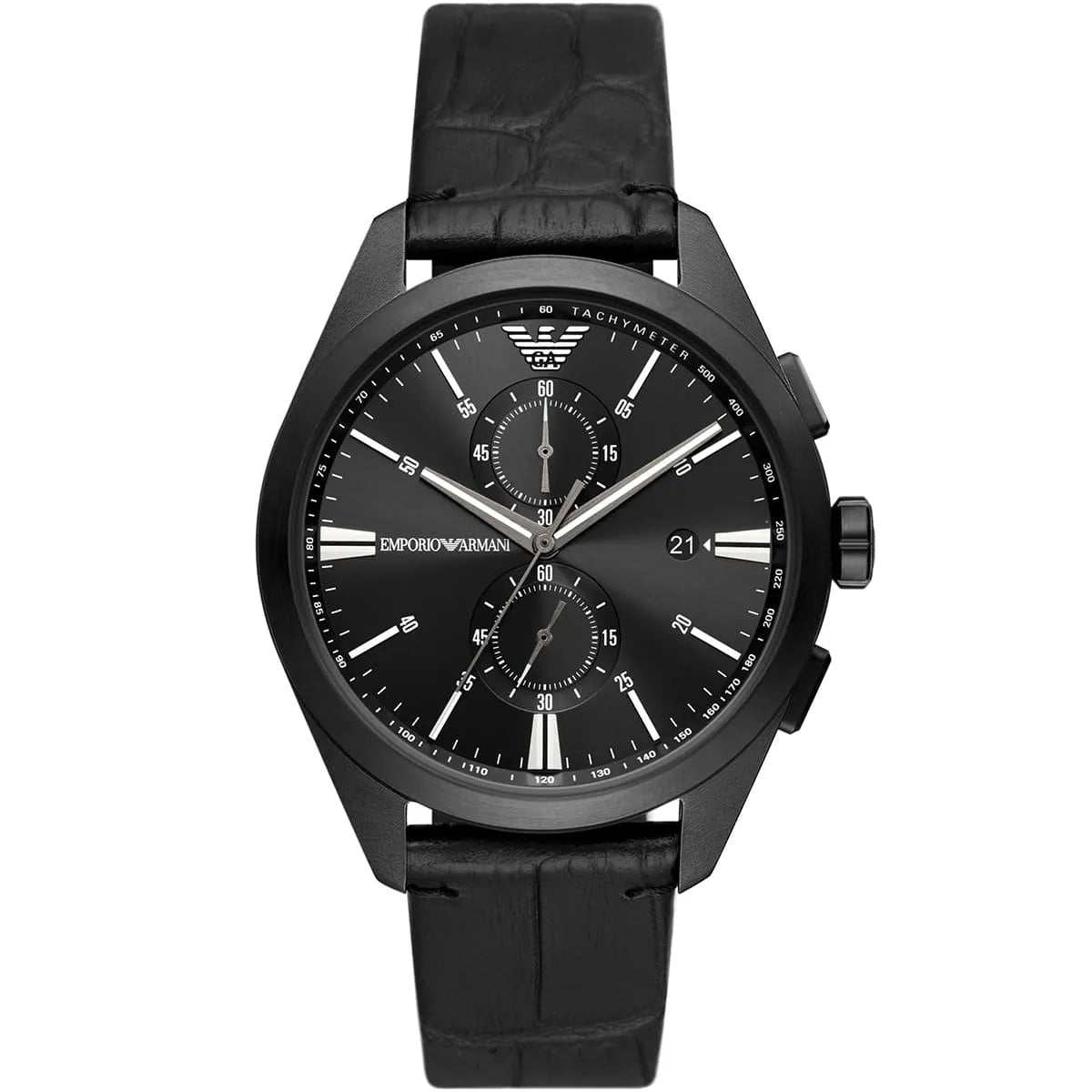 Emporio Armani Claudio AR11483 All Black Chronograph Leather Men's Watch