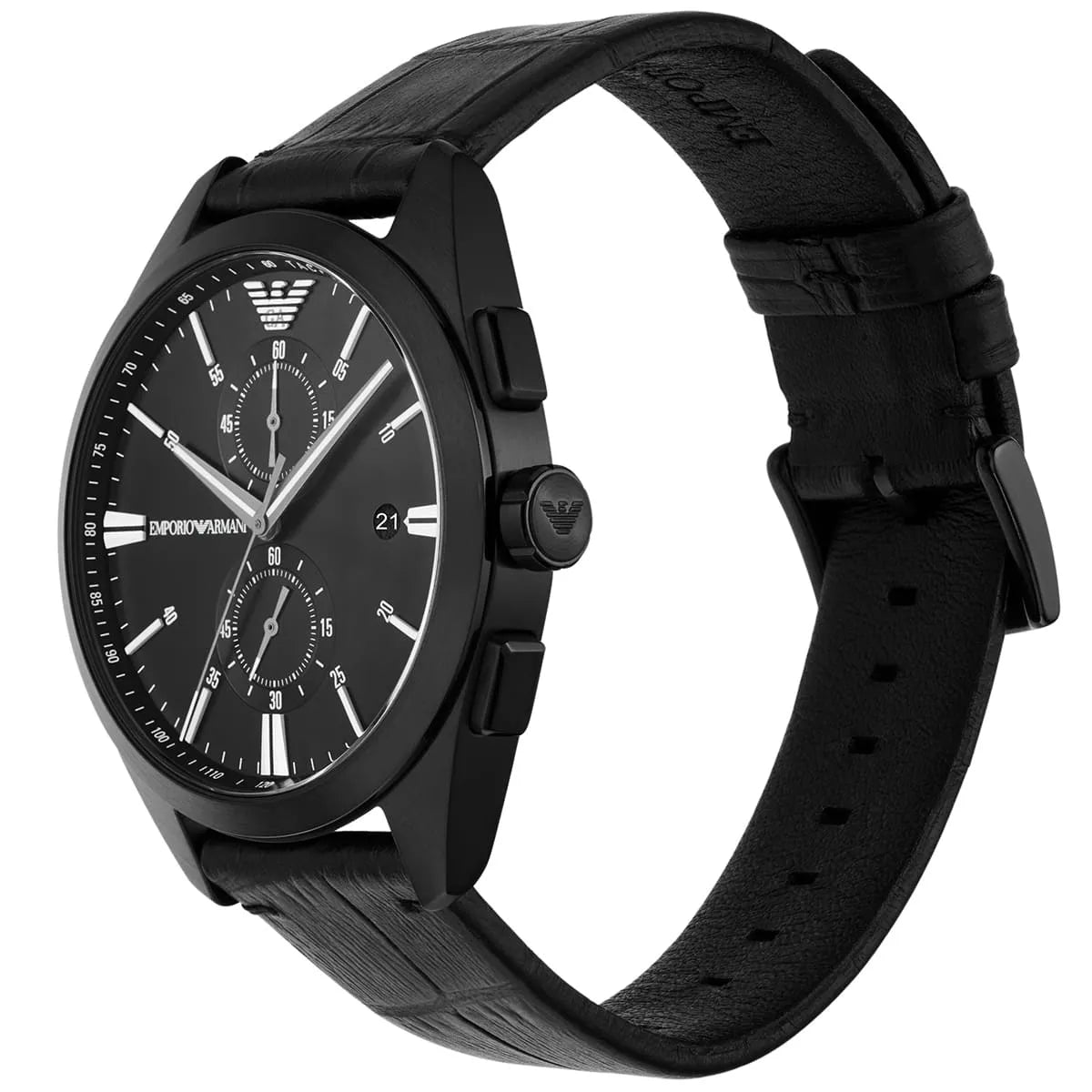 Emporio Armani Claudio AR11483 All Black Chronograph Leather Men's Watch